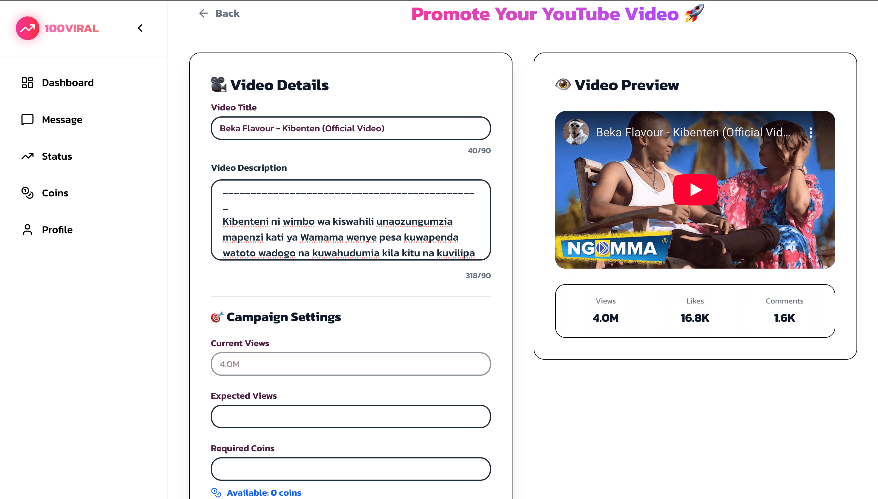 100viral.com video views increase
