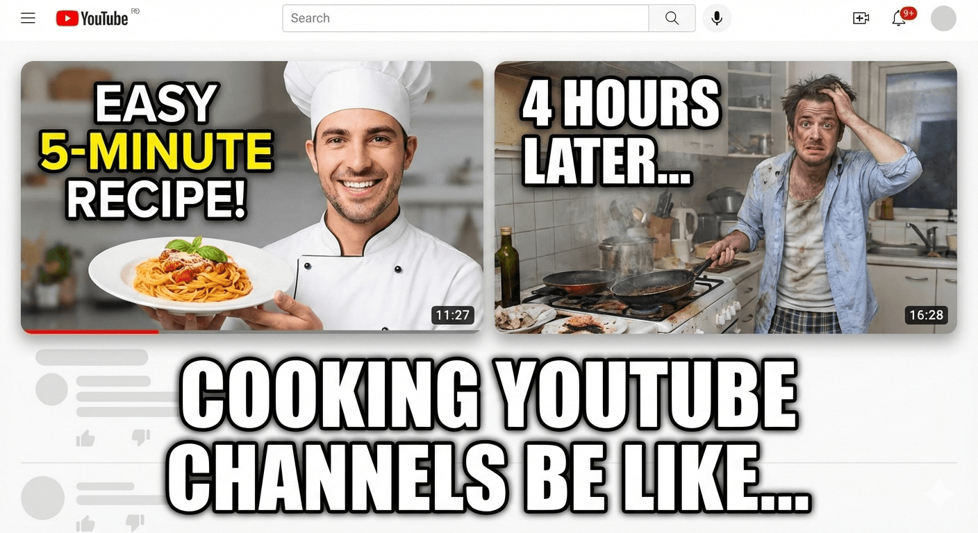 Cooking video thumbnail examples showing improved click-through rate