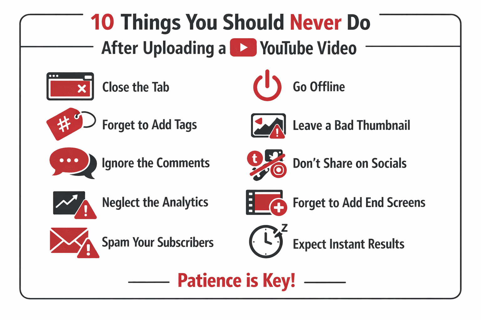 YouTube creator avoiding common post-upload mistakes for long-term growth